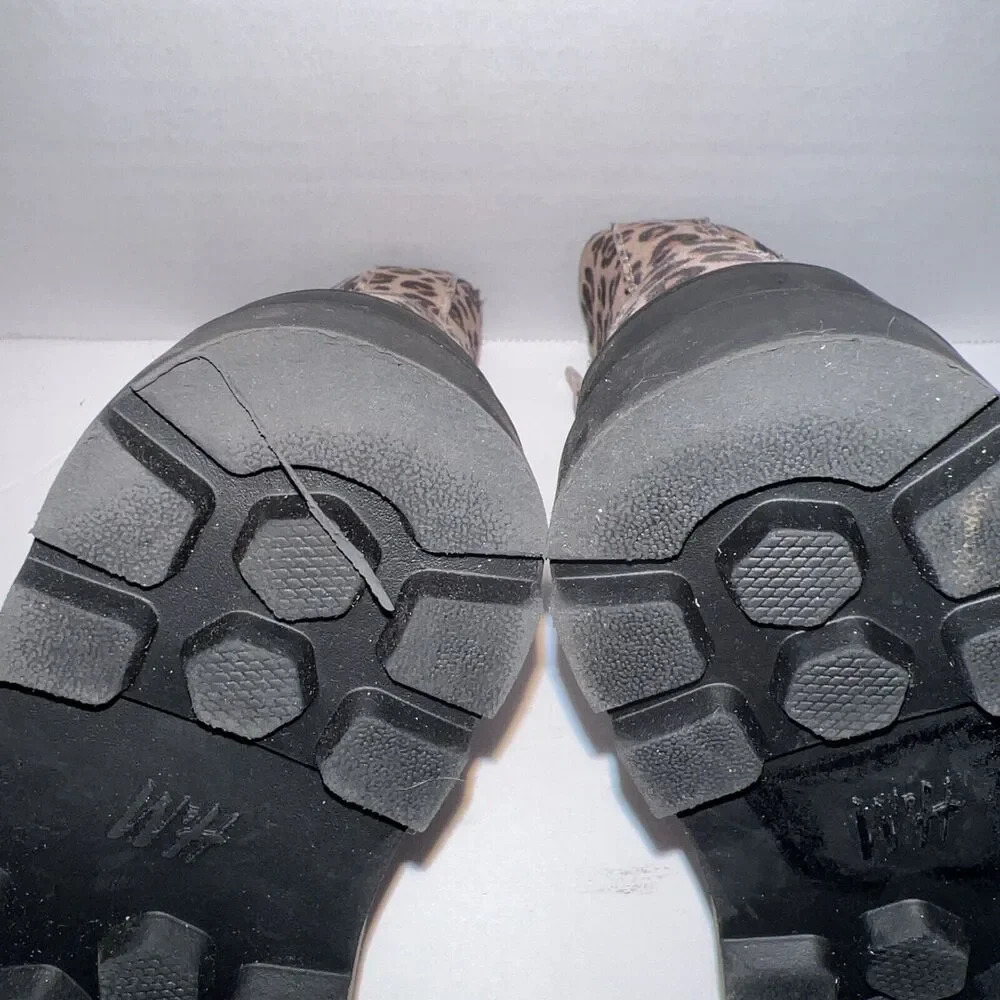 H&M Little Girls 8.5‎ Warm-lined Boots with Laces Light beige/leopard print